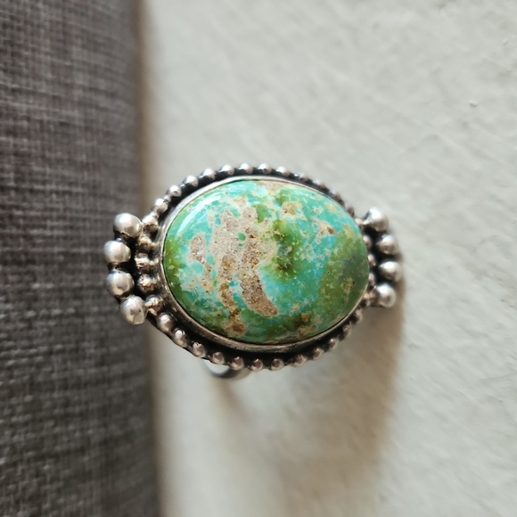 Beautiful Native American Navajo Handmade Sonoran Mountain Turquoise Ring 💙💍💚 - Picture 2 of 11